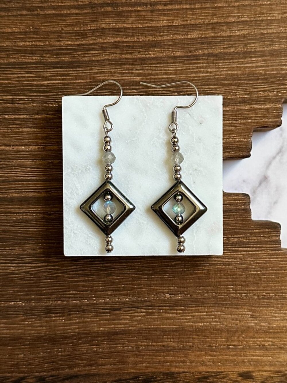 Handmade Black Canyon Moonlight Stainless Steel Western Pearl Earrings